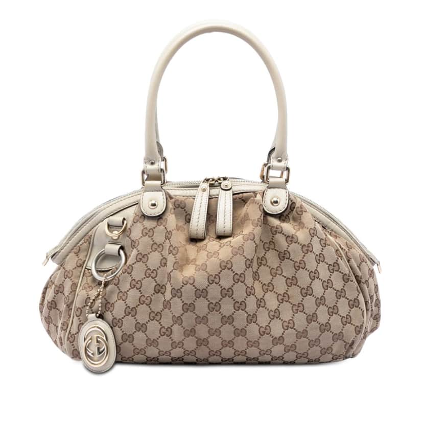 Gucci GG Canvas Sukey Satchel Beige Very good condition - Front View