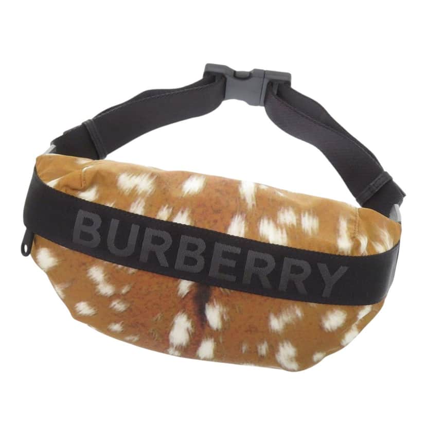 Burberry Logo Printed Nylon Belt Bag Brown Very good condition - Front View