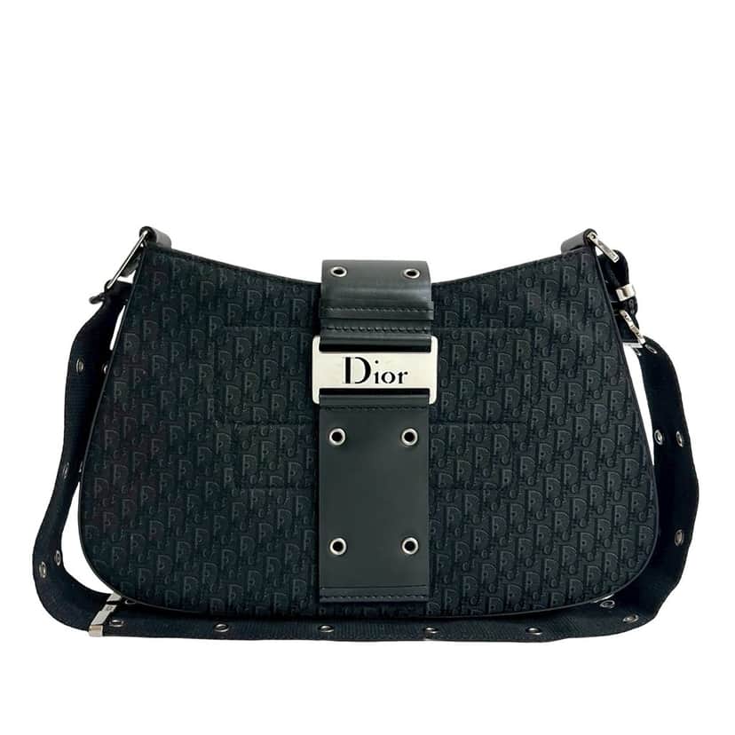 Dior Canvas Street Chic Columbus Shoulder Bag Black Very good condition - Front View