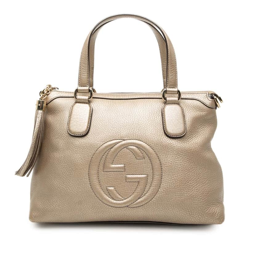 Gucci Small Metallic Leather Soho Working Satchel Gold Leather Very good condition - Front View