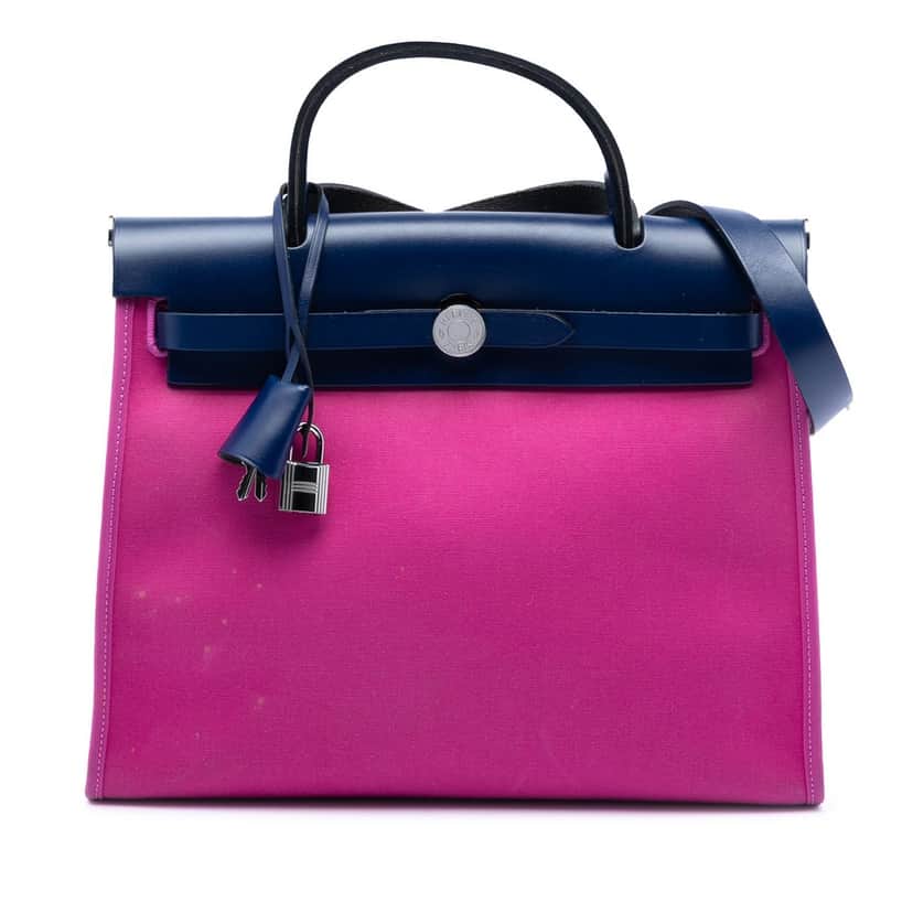 Hermès Toile Herbag Zip 31 Pink Very good condition - Front View