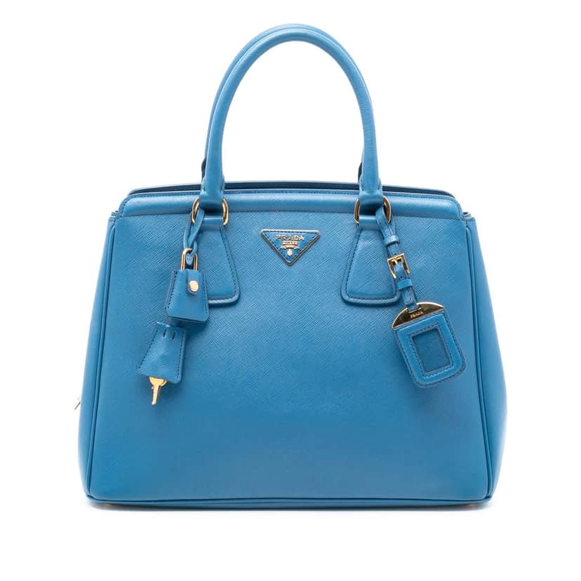 Prada Saffiano Lux Parabole Tote Blue Leather Very good condition - Front View
