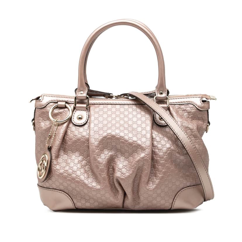 Gucci Metallic Microguccissima Sukey Satchel Pink Leather Very good condition - Front View