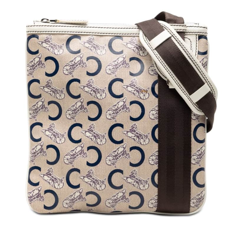 Celine C Carriage Coated Canvas Crossbody Beige Very good condition - Front View