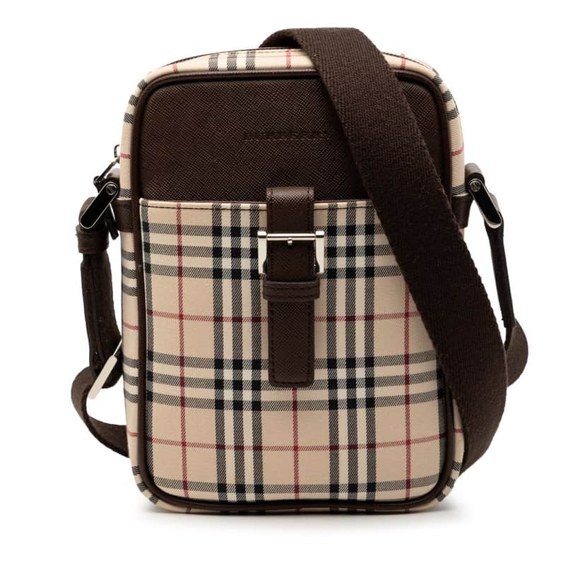Burberry House Check Canvas Crossbody Beige Very good condition - Front View