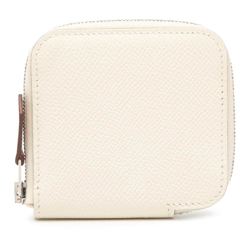 Hermès Epsom Silk'In Compact Wallet White Leather Very good condition - Front View