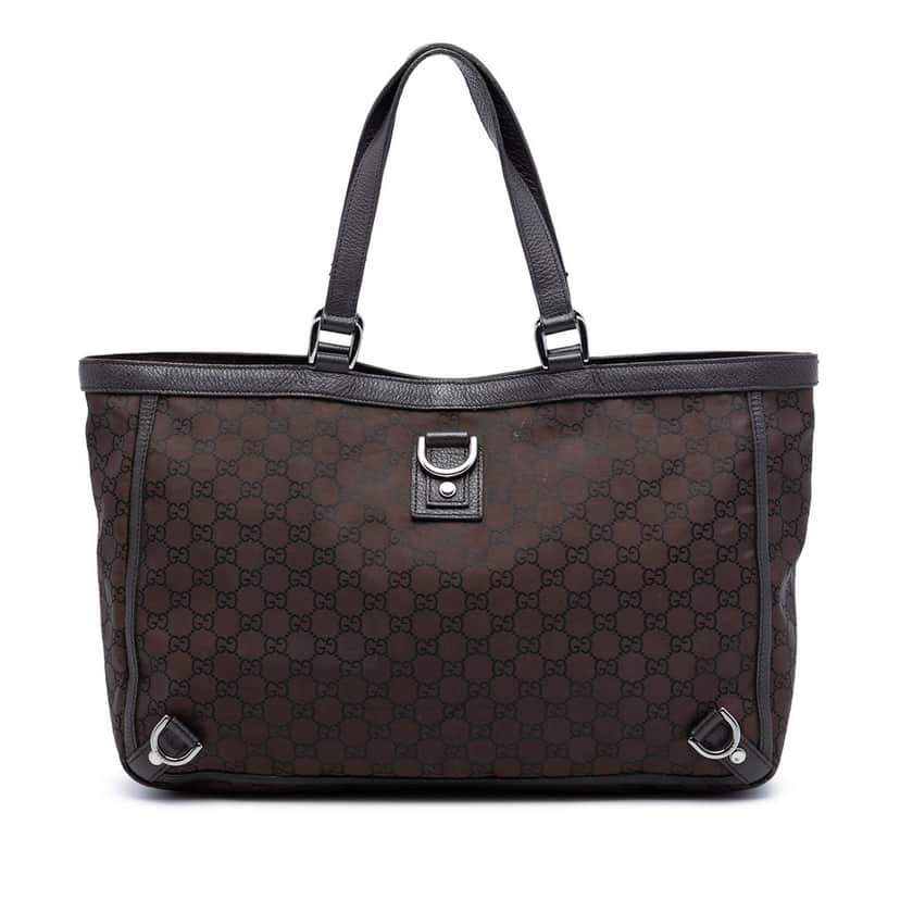 Gucci GG Nylon Abbey D Ring Tote Brown Very good condition - Front View