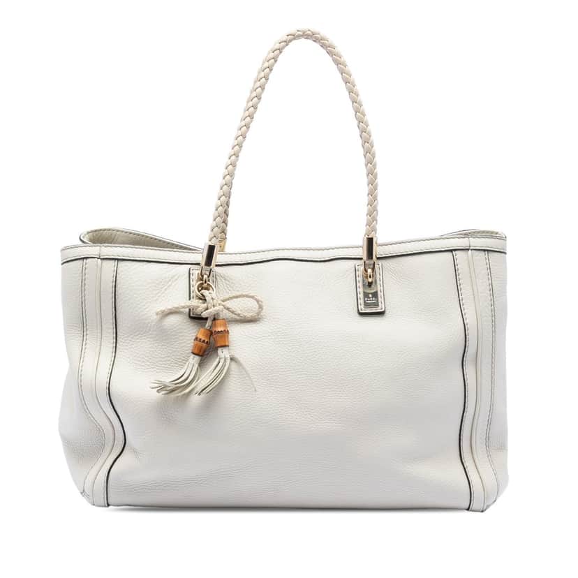 Gucci Medium Leather Bella Tote White Leather Very good condition - Front View
