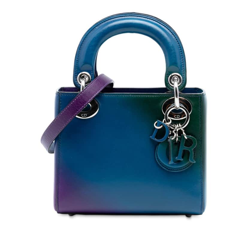 Dior Mini Ombre Calfskin Lady Dior Blue Leather Very good condition - Front View