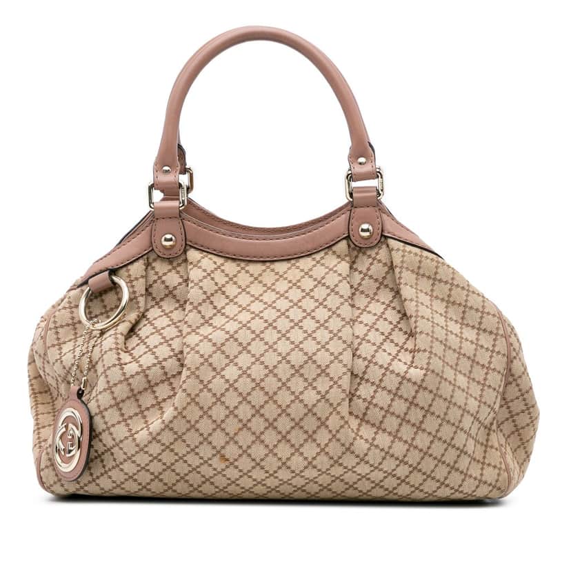 Gucci Medium Diamante Canvas Sukey Tote Beige Good condition - Front View