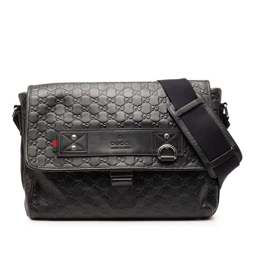 Gucci Guccissima Web Crossbody Black Leather Very good condition - Front View