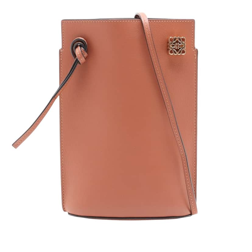 LOEWE Calfskin Dice Pocket Crossbody Brown Leather Very good condition - Front View