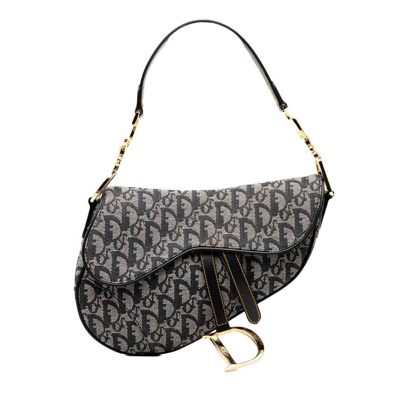 Dior Diorissimo Canvas Saddle Bag Blue Very good condition - Front View