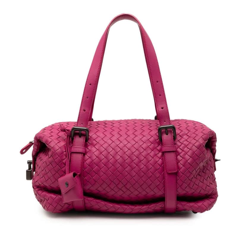Bottega Veneta Nappa Intrecciato Montaigne Shoulder Bag Pink Leather Very good condition - Front View