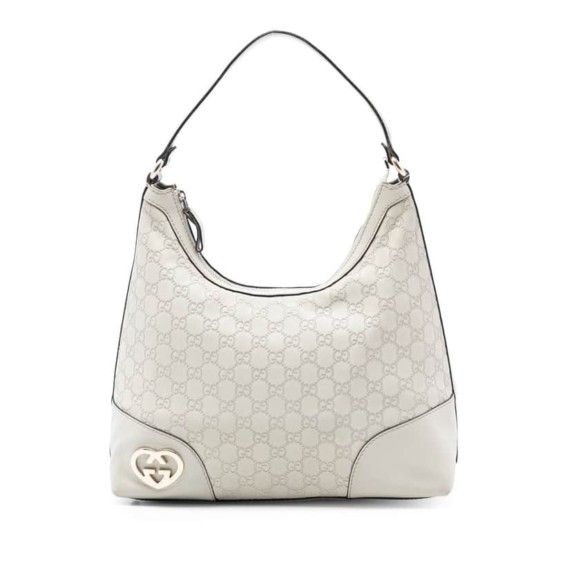 Gucci Guccissima Lovely Shoulder Bag White Leather Very good condition - Front View