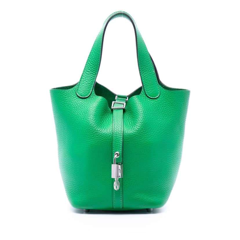 Hermès Clemence Picotin Lock 18 Green Leather Very good condition - Front View
