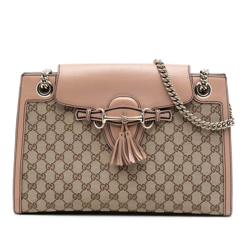 Gucci Large GG Canvas Emily Shoulder Bag Beige Very good condition - Front View