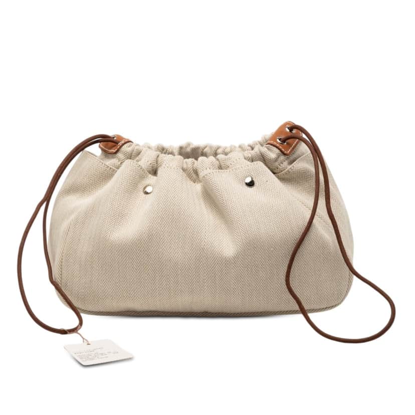 Hermès Canvas and Barenia Fourbi Pouch 25 Beige Very good condition - Front View
