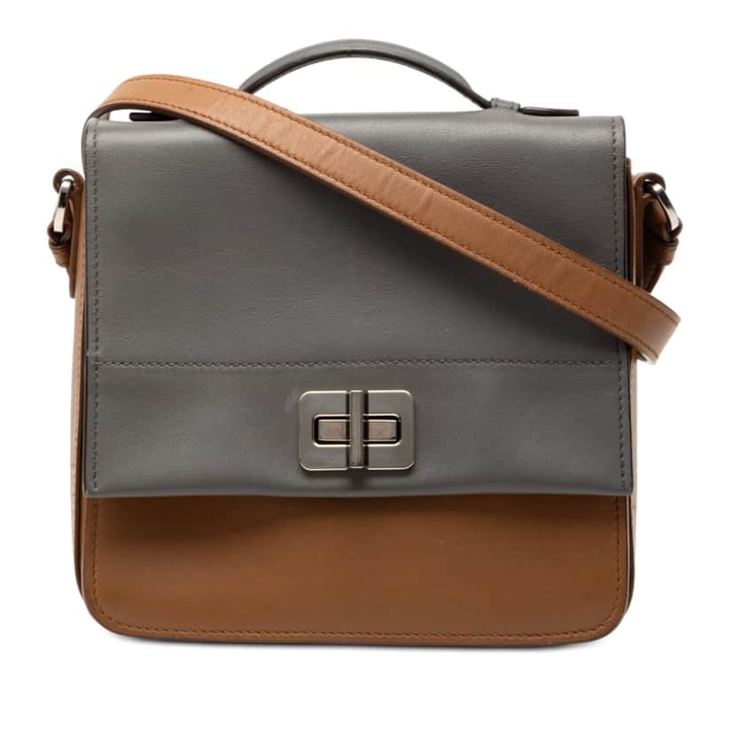 Prada Bicolor City Calf Satchel Brown Leather Very good condition - Front View