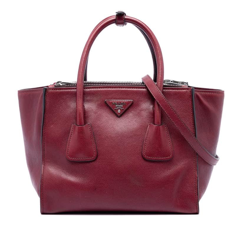Prada Glace Calf Twin Pocket Satchel Red Leather Very good condition - Front View
