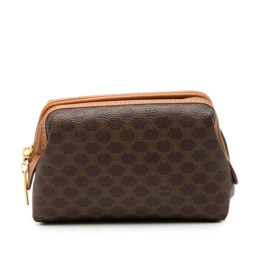 Celine Macadam Coated Canvas Pouch Brown Very good condition - Front View