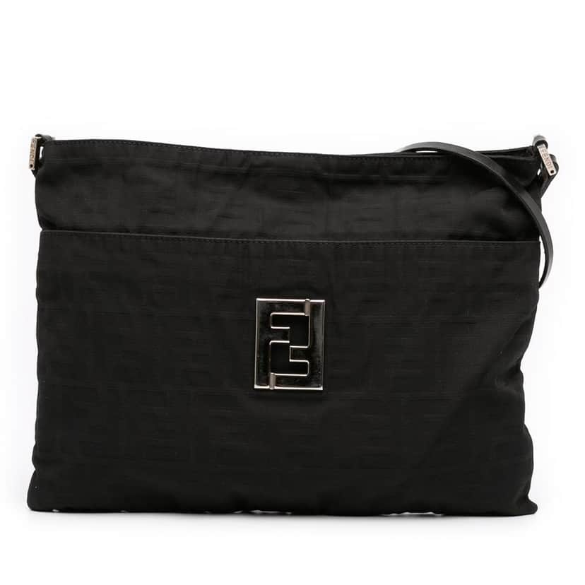 Fendi Zucca Canvas Shoulder Bag Black Very good condition - Front View