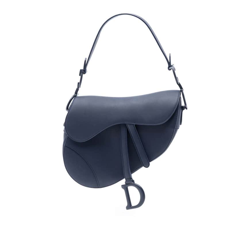 Dior Ultra Matte Calfskin Saddle Bag Blue Leather Very good condition - Front View