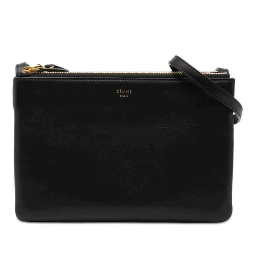 Celine Small Lambskin Trio Crossbody Black Leather Very good condition - Front View