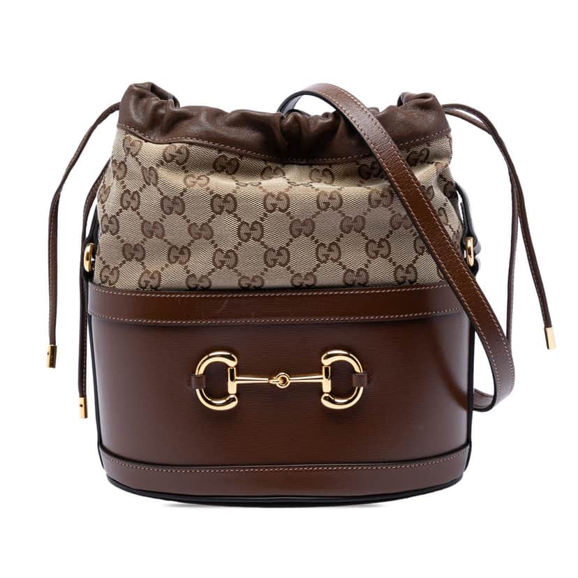 Gucci GG Canvas Horsebit 1955 Bucket Bag Beige Very good condition - Front View