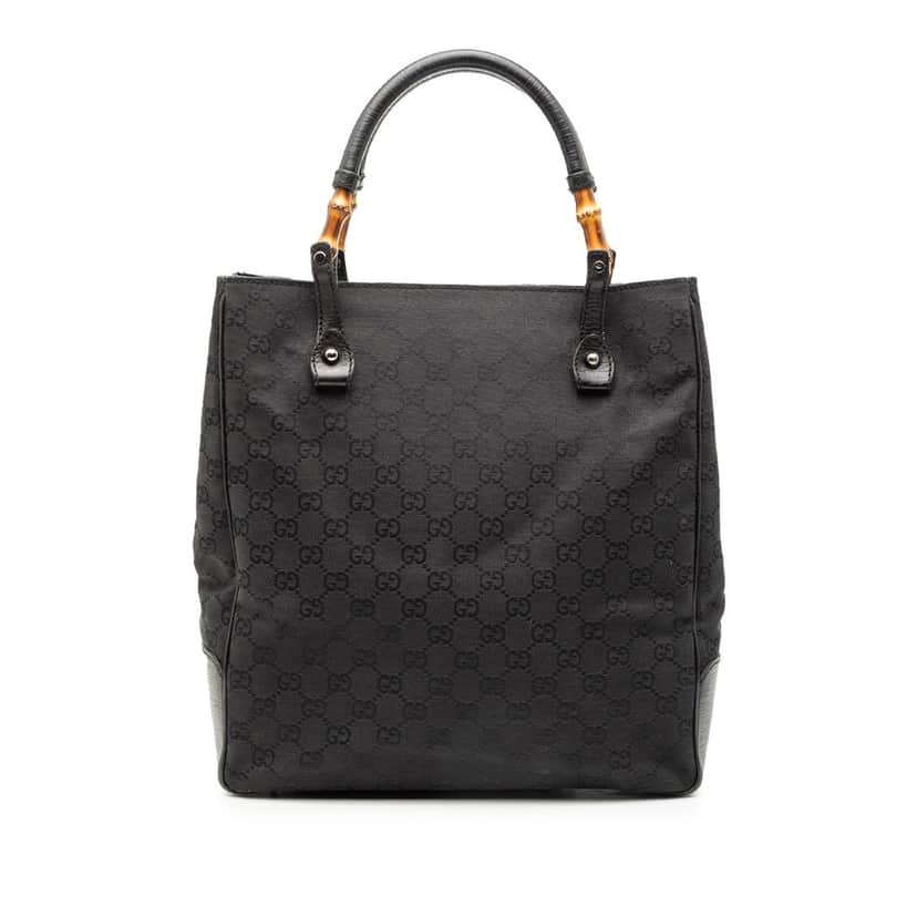 Gucci GG Canvas Bamboo Tote Black Very good condition - Front View