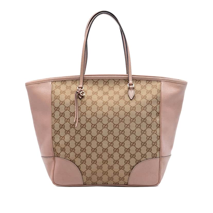 Gucci GG Canvas and Leather Bree Tote Beige Very good condition - Front View