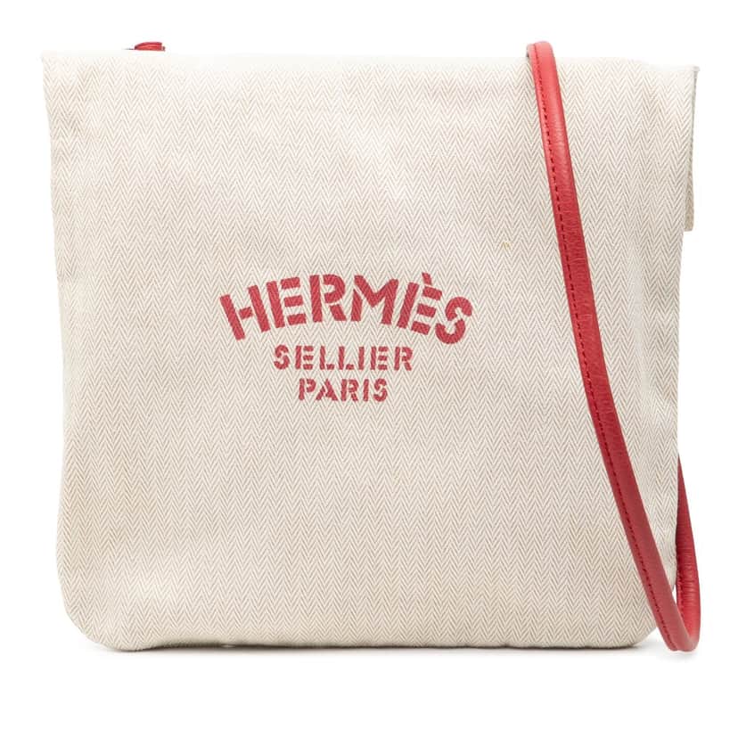 Hermès Toile Aline Grooming Bag PM Beige Very good condition - Front View