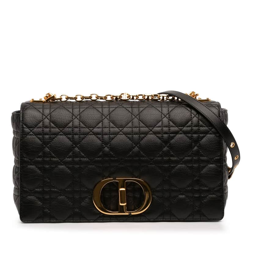 Dior Large Calfskin Cannage Caro Crossbody Black Leather Very good condition - Front View