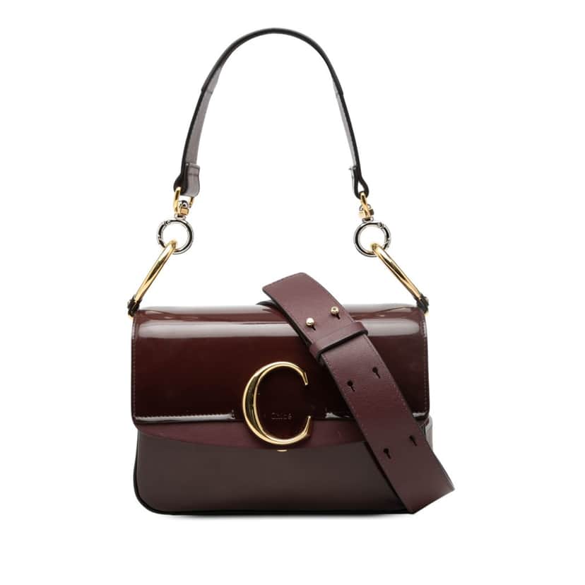 Chloé Small Spazzolato Sfumato C Double Carry Satchel Red Leather Very good condition - Front View