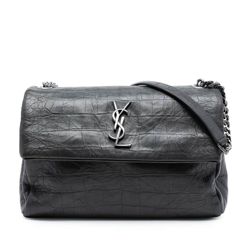 Saint Laurent Medium Croc Embossed Calfskin Monogram West Hollywood Crossbody Black Leather Very good condition - Front View