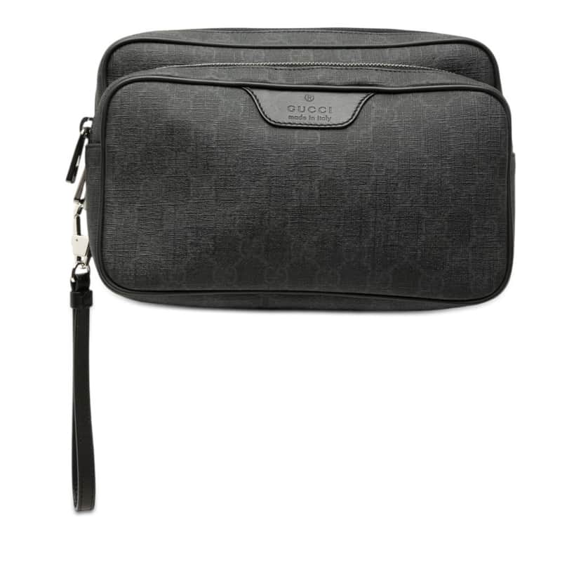 Gucci GG Supreme Clutch Black Very good condition - Front View