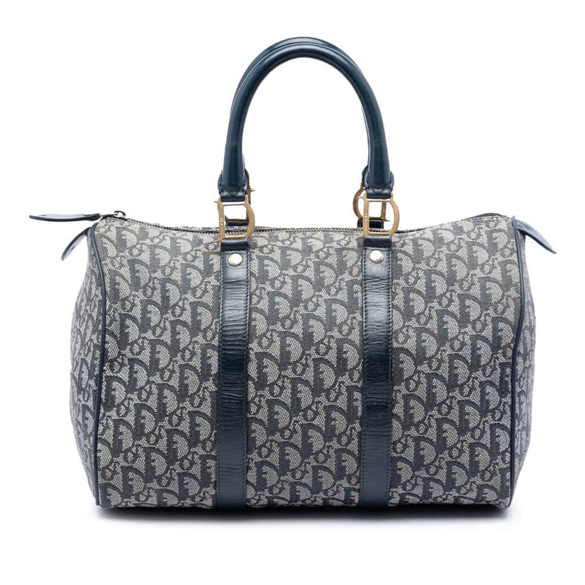 Dior Diorissimo Trotter Canvas Boston Bag Blue Very good condition - Front View