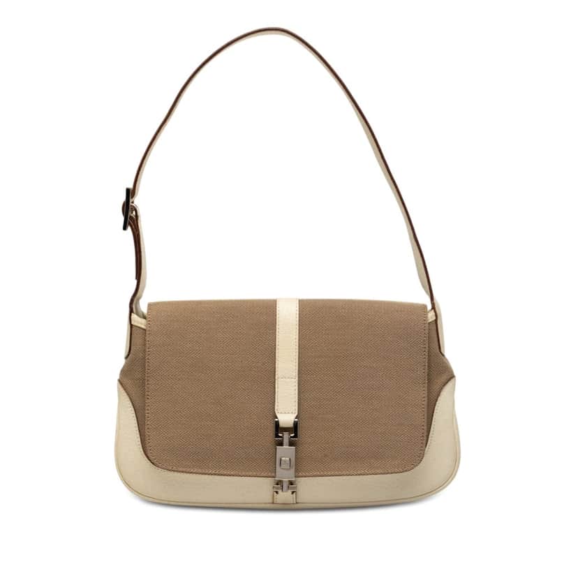 Gucci Canvas Jackie O Flap Brown Very good condition - Front View
