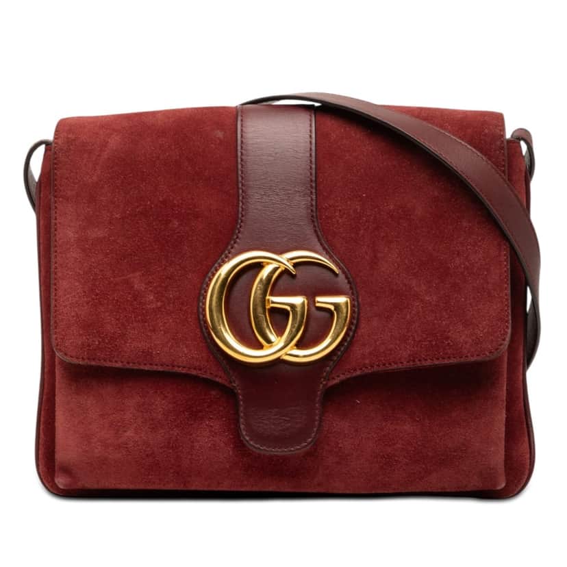 Gucci Medium Suede Arli Crossbody Red Leather Very good condition - Front View