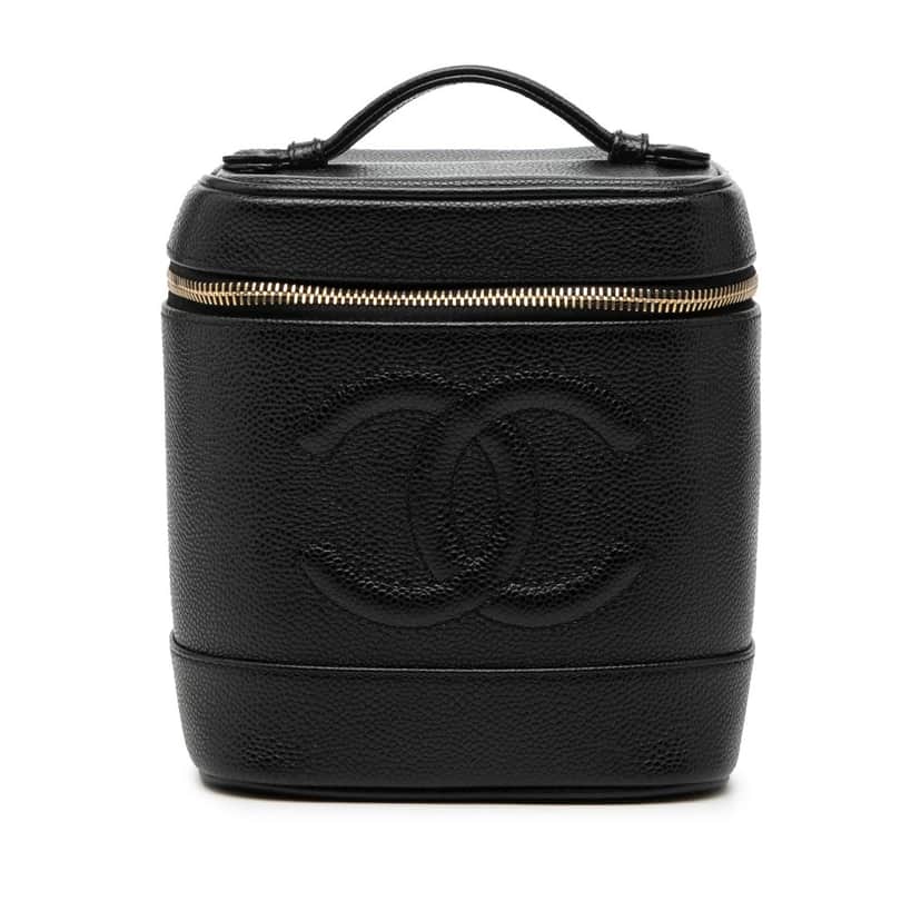Chanel CC Caviar Vanity Bag Black Leather Very good condition - Front View