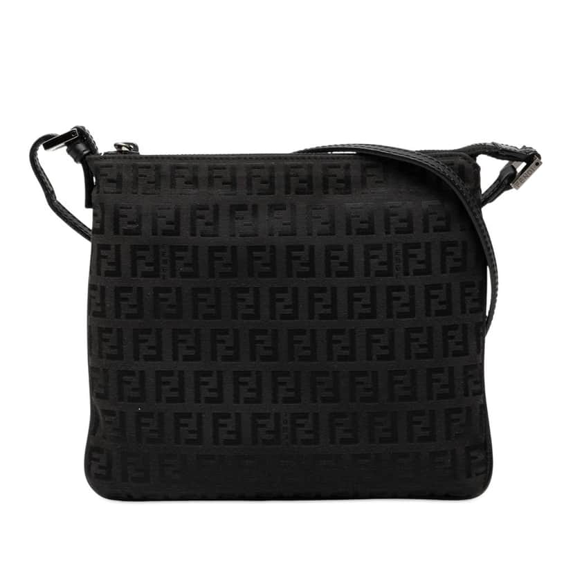 Fendi Zucchino Canvas Crossbody Black Very good condition - Front View