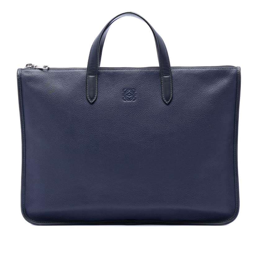 Loewe Leather Anagram Toledo Briefcase Blue Leather Very good condition - Front View