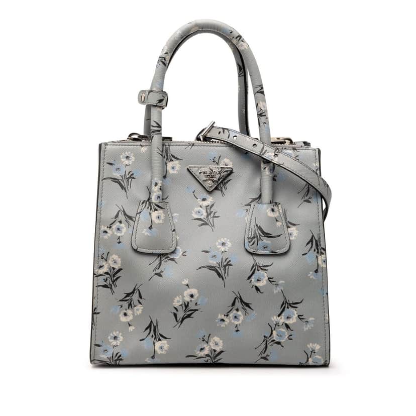 Prada Saffiano Floral Print Twin Pocket Satchel Other Leather Very good condition - Front View
