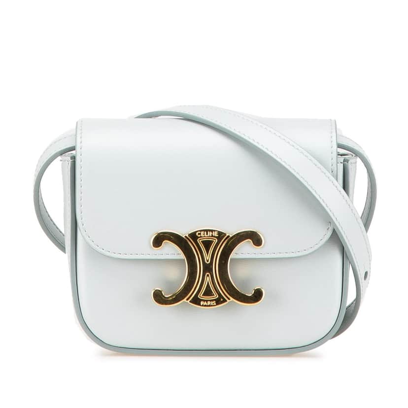 Celine Mini Calfskin Claude Crossbody Blue Leather Very good condition - Front View