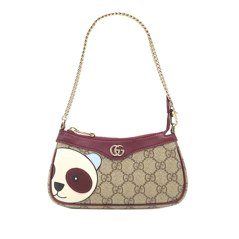Gucci Mini GG Supreme Panda Ophidia Shoulder Bag Beige Very good condition - Front View