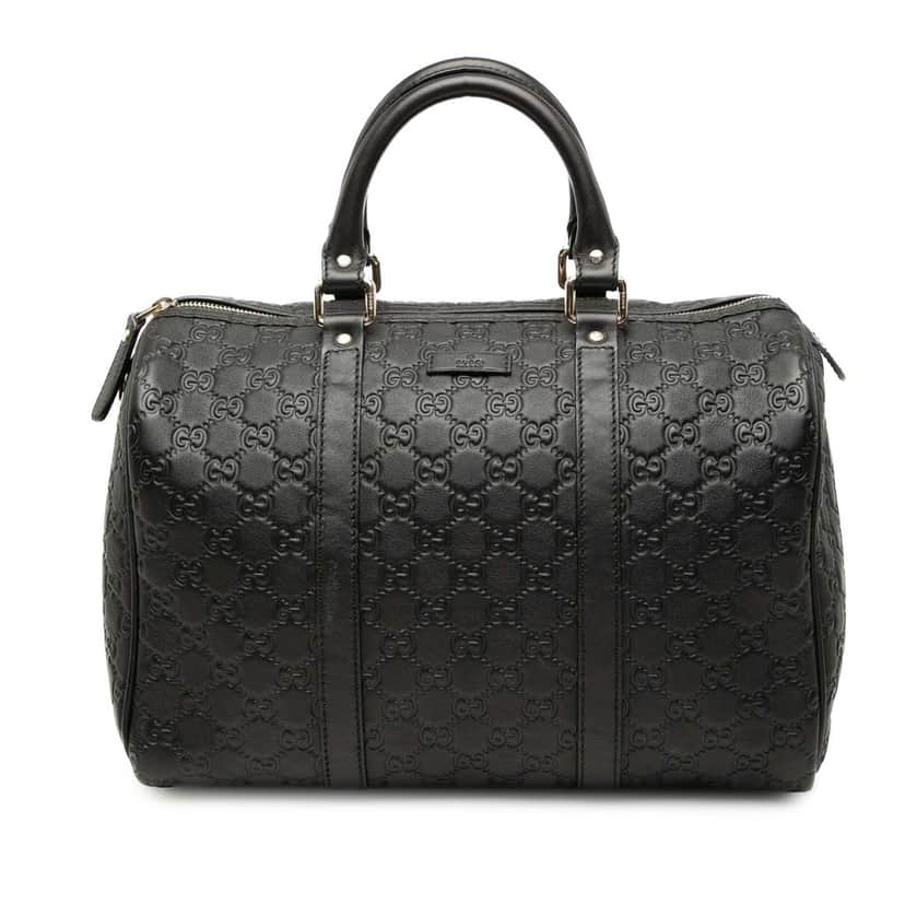 Gucci Medium Guccissima Joy Boston Bag Black Leather Very good condition - Front View