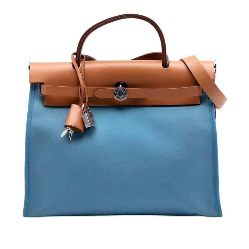 Hermès Toile Herbag Zip 31 Blue Very good condition - Front View