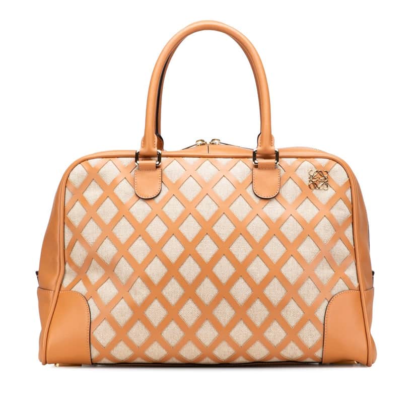 Loewe Extra Large Canvas and Cut Out Leather Amazona 75 Beige Leather Very good condition - Front View