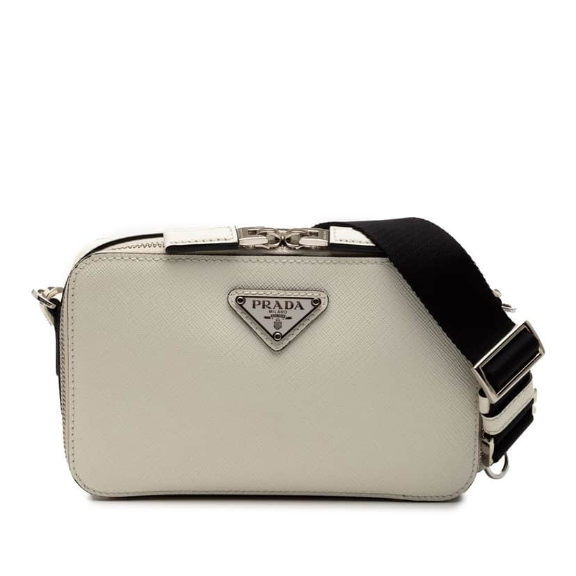 Prada Saffiano Brique Crossbody White Leather Very good condition - Front View