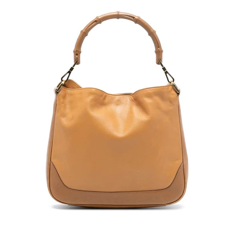Gucci Calfskin Bamboo Satchel Brown Leather Very good condition - Front View